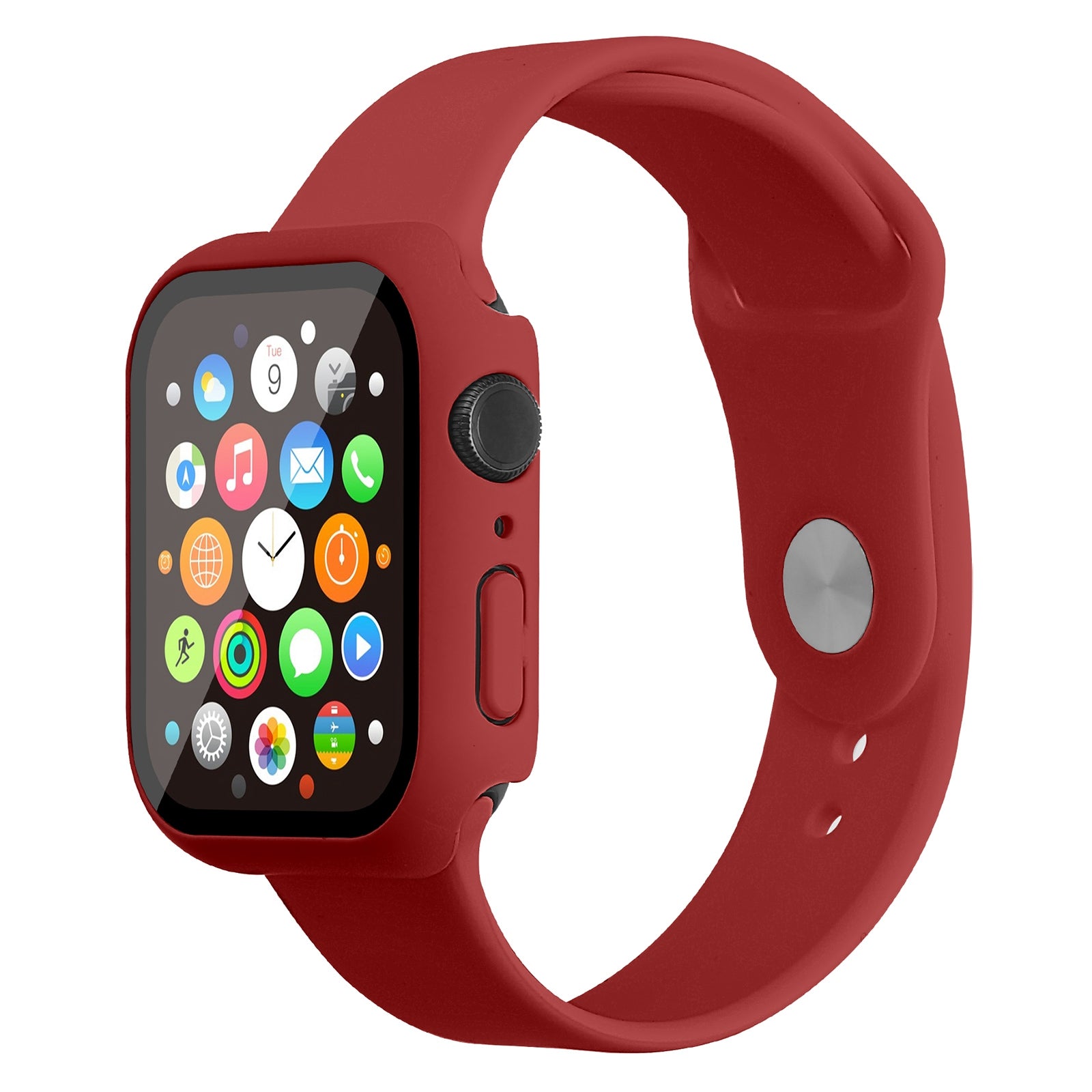 For Apple Watch Series 7 41mm Silicone Durable Watch Band+Hard PC Case with Built-in Tempered Glass Screen Film Size M L For Apple Watch Series 7 41mm Silicone Durable Watch Band+Hard PC Case with Built-in Tempered Glass Screen Film Size M L